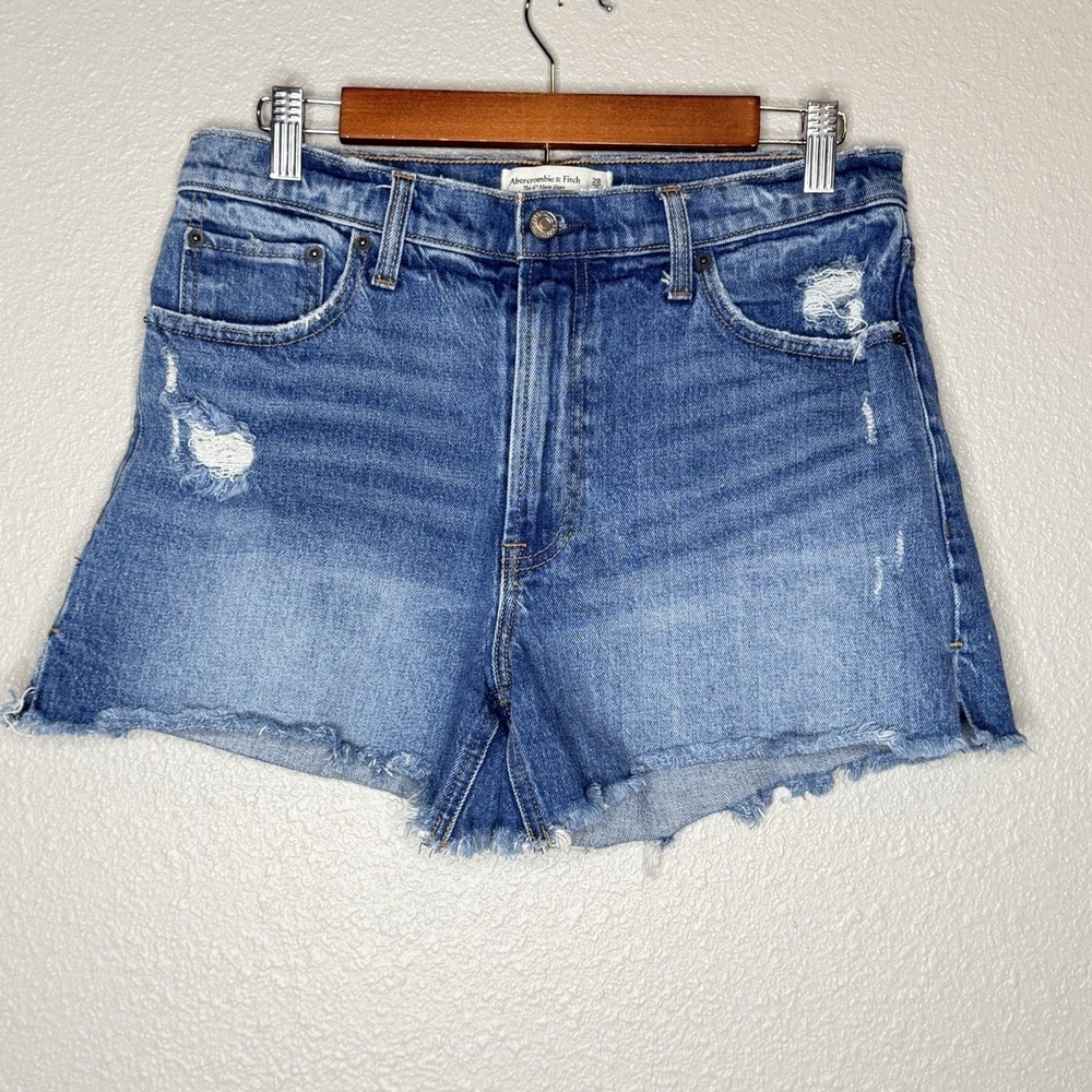 Abercrombie Fitch A&F Mom Shorts High Rise Distressed‎ Frayed Cutoff Y2K 29/8 A